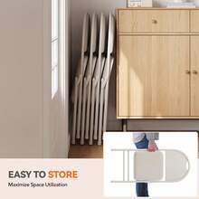 Juego de 6 sillas Plegables de Metal con Almohadillas para Orejas Antideslizantes, Silla con Asiento de algodón y Lino y Soporte de Metal, para Interiores y Exteriores, habitación - Beis - Ver 5