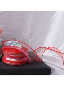 4cm Width 10/50 Yards Rainbow Organza Ribbon, Transparent Wide Craft Ribbon Suitable For Flowers, Bouquets, Wreaths, Weddings, Birthday Parties, Christmas Gifts, Hair Accessories, Decorations And More - Multicolor - View 25