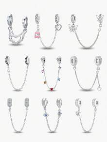 1 pieza Cadena de decorativa de plata de ley 925 de varios colores, adecuada para hacer pulseras y joyas DIY para mujeres - Plateado - Ver 13