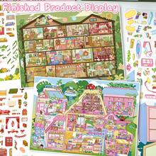 3D微缩房屋DIY景观贴纸，童话小屋，绿色家园游戏屋，适合作为礼物、办公室、家居、标记、标签、教室、娱乐玩具、学生日志、创意复古装饰DIY贴纸 - 彩色 - 查看 11