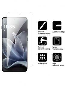 2片装超高清钢化玻璃屏幕保护膜，触控灵敏，防刮擦/防指纹/防油污，防摔，易于安装