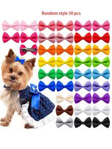 20/30/50/100pcs Random Color Cute Puppy And Bow Hair Accessories, Various Floral Patterns, Pet Bow Hair Clips, Pet Grooming Bows, Puppy Hair Decorations, Puppy And Cat Daily Supplies, Suitable For Multiple Occasions, Valentine's Day Christmas Pet Gifts - Multicolor - View 14