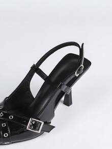 Women's Black Pointed Toe Rivet Fashion Party Sexy Ballroom Casual Personalized Commute Soft Bottom Comfortable Wearable Shoes - Black - View 7