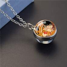 1PC Gustav Klimt Pendant Necklace Artistic Round Charm Jewelry Gift For Women Elegant Fashion Statement Piece Unique Design Wearable Art - style - View 7