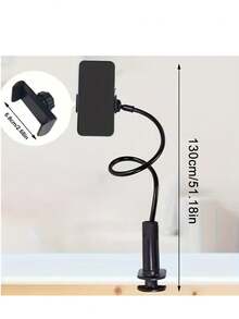 Gooseneck Multi-Angle Phone Holder, Flexible Desk Clamp Mount, Long Arm Universal Smartphone Stand, 360 Rotation Adjustable Clip Bracket For Bed, Office, Gym - Plastic Material - Multicolor - View 6