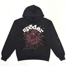 SP5DER Spider Worldwide Tracksuit Hoodie Cobweb Pattern Print Unisex Sweatshirt Men Women Graphic Outwear, Tracksuit Pullover Sweatshirt For Women Men Matching Hoodies For Couples - Black/hoodie - 查看 9