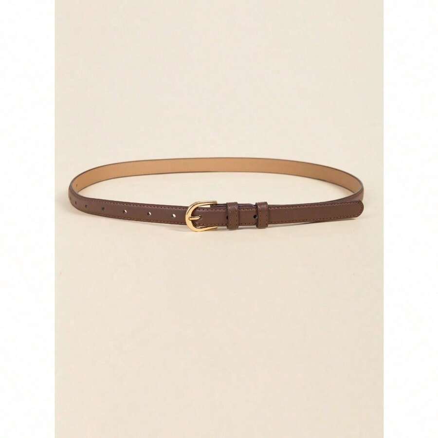 1pc Women Black Fashionable Solid Skinny Belt For Daily Life Summer, School Fall, Autumn, Halloween - màu đen - Xem 1