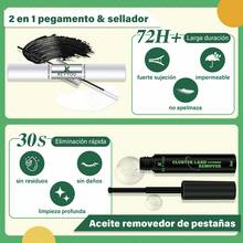 Kit de Extensión de Pestañas DIY KEYYOU - Set Profesional 144 Pestañas Clúster + Adhesivo Profesional, Removedor, Cepillos y Accesorios para Extensiones Seguras en Casa​ - Pestañas Ojos de Gato - Ver 6