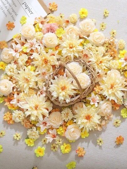 20/24/40/48pcs Artificial Flower Material Package Fake Flower Silk Flower Diy Handmade Headdress Garland Material Wedding Flower Pain Bag Valley Beauty Decoration