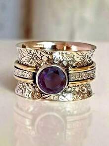 1枚镶嵌立方氧化锆的女士戒指，适合情人节、结婚纪念日、派对等场合佩戴。 - 1# - 查看 15