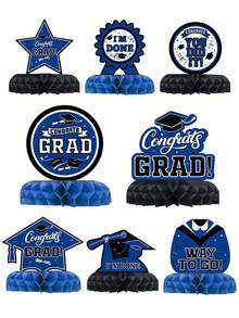 8pcs/Set Graduation Honeycomb Ornaments For Graduation Decor Table Centerpiece , 2026 Graduation Honeycomb Decorations Paper Ornaments, Room Decor, Home Decor, Celebration Graduation Party Room Table Background Decoration, Graduation Season Party Favor Gifts, Graduation Photo Props, Congrats Graduation Party Supplies, Easter Valentine's Day - Graduation Season - View 2