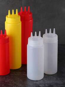 1个三孔挤压式酱料瓶，沙拉酱和蜂蜜分配器，烘焙烹饪厨房小工具，情人节、新年、母亲节、毕业季实用礼物 - 彩色 - 查看 5