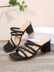 Giày sandal quai ngang kiểu Pháp thanh lịch, gót chunky, thích hợp cho hẹn hò, mua sắm, đi làm, công sở, họp mặt, tiệc tùng, du lịch, thời trang, đa năng, thoải mái. - màu đen - Xem 6