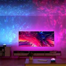 Lámpara proyectora LED de 2 en 1 con efectos de aurora y olas oceánicas con control remoto, 14 efectos de iluminación, adecuada para dormitorio, sala de juegos, cine en casa, iluminación decorativa y relajación, Día de San Valentín, decoración navideña - luz policromática - Ver 7