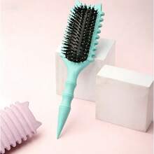Professional Detangling Brush For Curly Hair - Wide-Tooth Comb For Defining Men & Women's Curls, Reduces Breakage & Frizz, Smooth Styling (Green, 1 Count) - Màu xanh lam - Xem 1