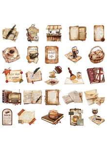 50张复古贴纸套装，适用于手机壳、笔记本、笔记本电脑、行李箱、头盔、滑板、汽车、Kindle、咖啡、学习用品等，DIY装饰