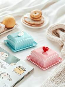 1pc Creative Minimalist Style Bread Butter Dish With Lid - Multicolor - View 3