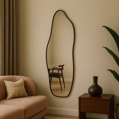 Espelhos Moldura Em Couro Decorativos 90x40 E06 Corpo Inteiro Grande Sala Quarto Hall Adnet Couro Salão Design Moderno Elegante Premium