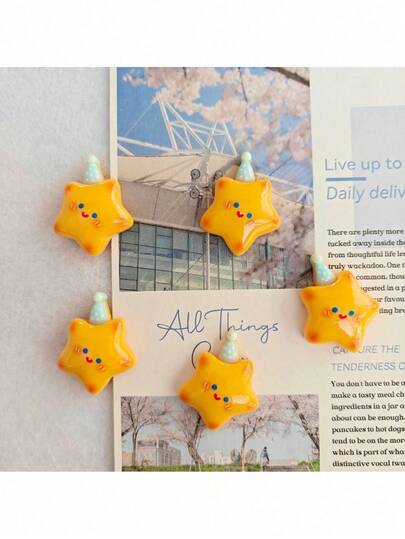 12pcs/6pcs/3pcs Cute Star Pattern Refrigerator Magnets With Hat, Compact Size For Fixing Photos And Notes, Decorative Home Accessories For Kitchen And Office