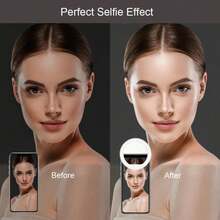Portable Selfie Ring Light For Phone - Rechargeable LED Circle Fill Light With 3 Brightness Levels, Clip - On Design For All Smartphones, Perfect For Selfies, Video Calls, Live Streaming,Content Creation, Enhances Lighting Anywhere - trắng - Xem 2
