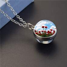 1件装罂粟花田吊坠项链，女士自然灵感珠宝，生日、周年纪念日、情人节礼物 - 風格 - 查看 8