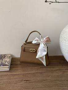 时尚女士手提包，高品质通勤托特包，斜挎单肩包，带围巾 - 彩色 - 查看 12