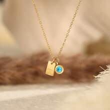 1pc Initial Necklaces For Women Dainty Gold Birthstone Necklace For Women,Letter Necklace Non Tarnish Tiny Emerald Pendant ,Gold Jewelry Birthday Gifts. - Gold - View 2