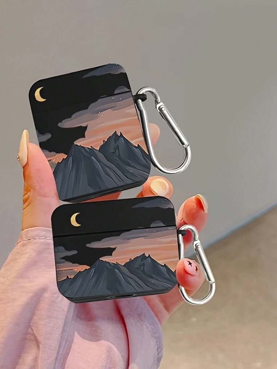 1pc Sunset Pattern Wireless Bluetooth Earphone Case Compatible With Apple 1/2/3/4, Pro/Pro2/Pro3 - Multicolor - View 1