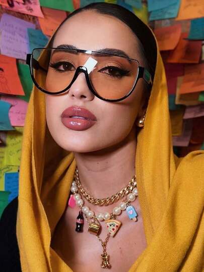 1 Pair Retro Oversized Frameless Glasses, Unisex, Fashionable Half-Frame Design, Suitable For Outdoor, Daily Wear, Summer Beach Party, A Stylish Accessory For Vacation Outfits