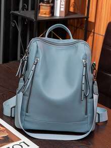 Women's Backpack, Convertible Shoulder Bag And Handbag, Waterproof Soft PU Travel Backpack With Multiple Pockets, Stylish Large Capacity Daily Backpack Suitable For Daily Use, Work, Shopping And Travel, Suitable For IPad, Mobile Phone, Cosmetics And Umbrella, Durable Metal Hardware And Adjustable Watch Strap, Ideal Gift For Fashionable Women. - Multicolor - View 13