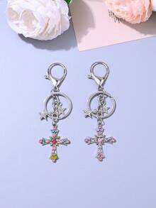 1个哥特复古心形蛇缠绕剑十字星吊坠钥匙扣 - 彩色 - 查看 2