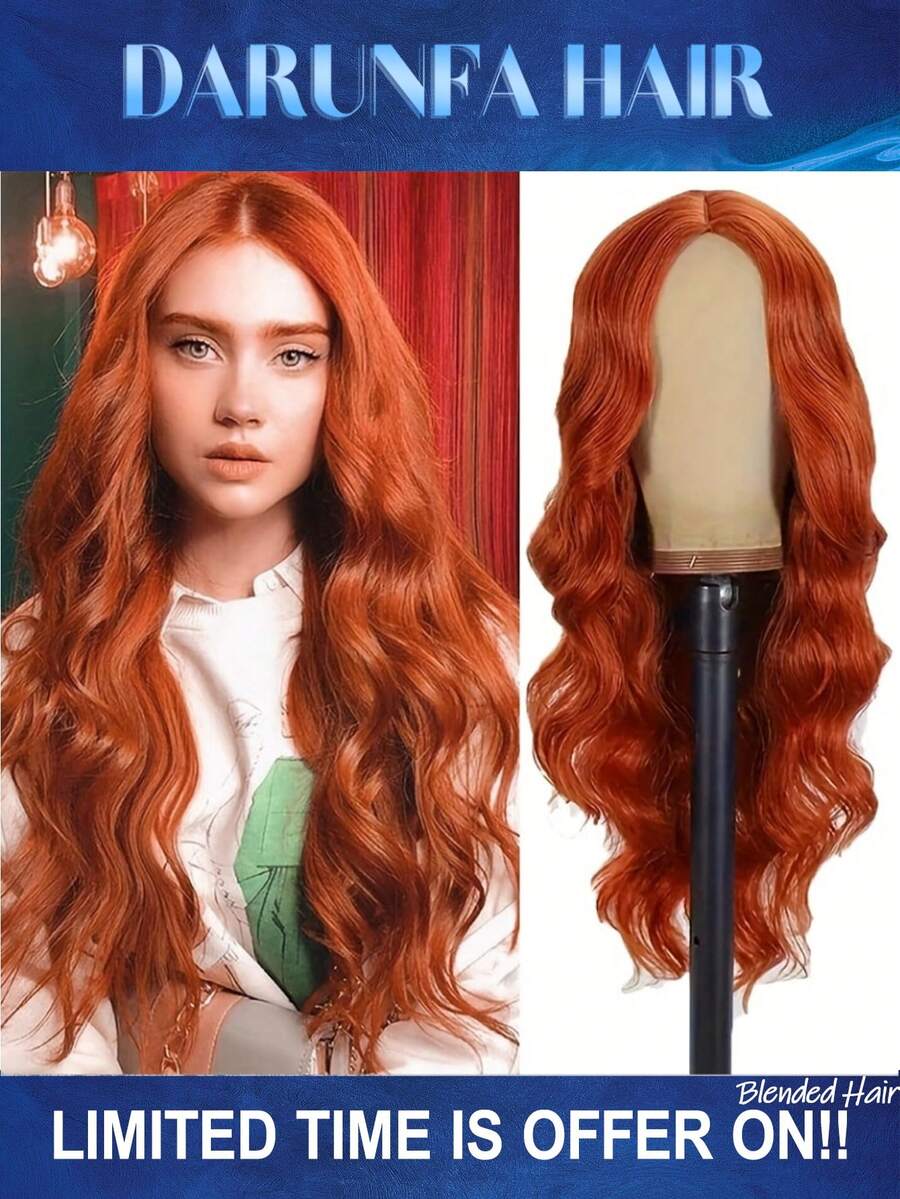 Body Wave Blended Human Hair Wig Pre Everything Ready To Wear Wigs13x4 Glueless Wigs Human Hair Pre Plucked Body Wave Lace Front Wig Beginner Friendly 18 Inch #350 Ginger - S350 - View 1
