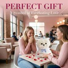 1 Set Realistic Rose Flower Decor White Dog, Suitable For Graduation Gifts, Birthday Presents, Anniversary, Mother's Day, Party Decorations (No Box) - Multicolor - View 5