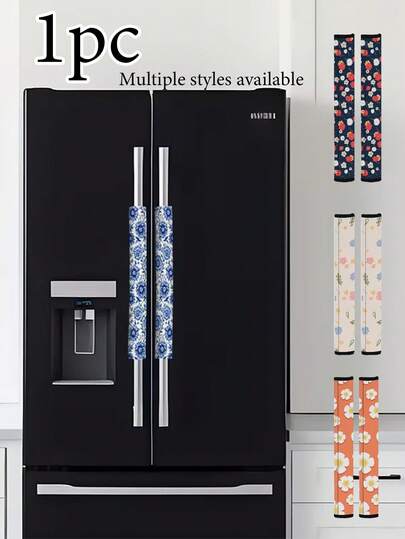 2 piezas Cubierta protectora con estampado floral para el tirador de la puerta del refrigerador, cubierta protectora para la puerta del horno microondas, lavavajillas y refrigerador, guantes para electrodomésticos de cocina, adecuado para refrigerador, microondas, lavavajillas, puerta del refrigerador y del horno, artículo doméstico práctico, regalo del Día de la Madre, decoración de dormitorio, jardín, decoración de cocina, verano, playa, artículos esenciales de viaje, decoración de habitación, suave, graduación