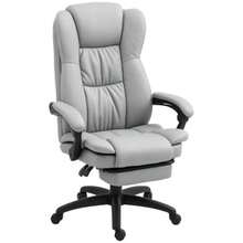 Office Chair With Massage Function, Ergonomic Reclining Office Chair, Height-Adjustable Executive Chair With Swivel Function, Footrest, Remote Control, Faux Leather, Light Gray - Light Grey - View 1