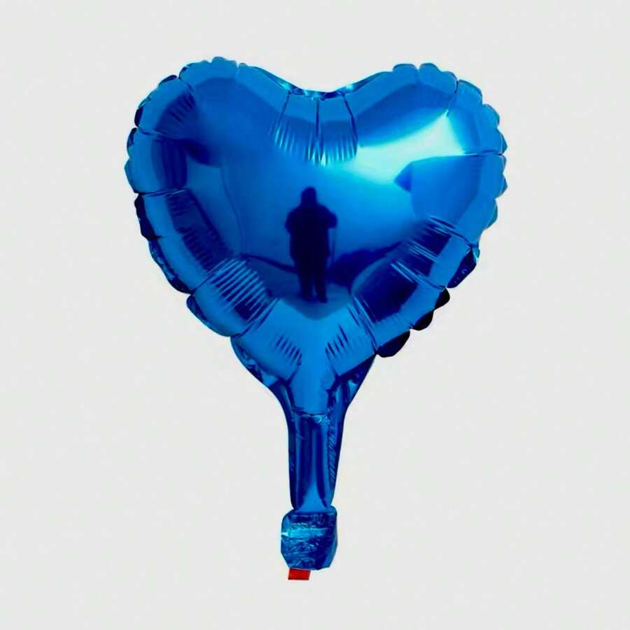 50 Mini Metallic Heart Balloons, Red, Silver, Gold, Centerpiece, 5 Inches (12cm), Party Decoration - Azul - Ver 1