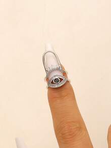 时尚法老恶魔之眼开口可调节精致指甲戒指设计几何指甲戒指，适合日常佩戴，女士 - 彩色 - 查看 12