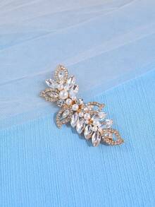 1件优雅女士发夹，镶嵌闪亮水钻和仿珍珠 - 非常适合新娘、派对和日常迷人造型 - 彩色 - 查看 5