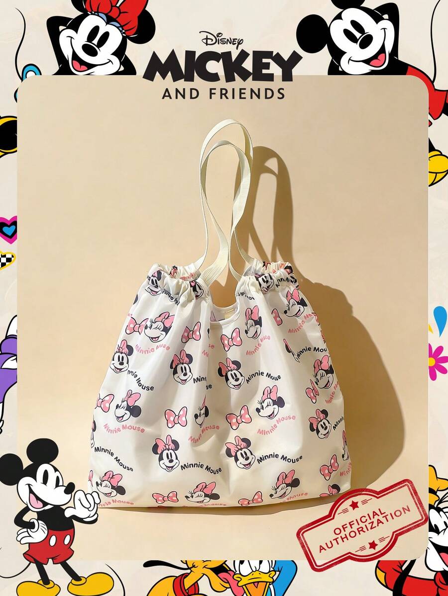 Disney Official 1 Pc Mickey Mouse Shopping Bag High-Capacity Foldable Tote Bag Drawstring Shoulder Bag Lightweight Handbag Official Licensed - Verifiable For Lady/Girls/Women Perfect For Daily/Shopping/Going Out - View 1