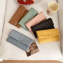 黑色长款女士钱包，精致高端2026新款小众妈妈薄皮钱包，编织软袋 - 彩色 - 查看 8