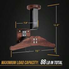 Wall-Mounted Motorcycle Helmet Rack And Tactical Gear Rack, With Helmet Holder And Clothing Rack; Wall-Mounted Storage And Display Rack For Football, Skiing And Bicycle Equipment - Black Walnut - View 10