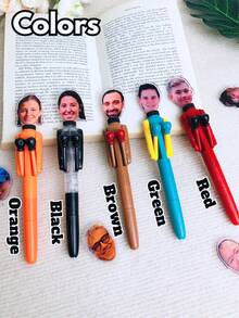 1/3/5pcs Customized Face Design Ballpoint Pens, Creative Interactive Stress Relief Pens, Interesting Gifts Suitable For Back To School, Learning Supplies, Birthday, Anniversary, Halloween, Thanksgiving, New Year, Party Decoration, Office & School Supplies, New Job, Office Stationery - Multicolor - View 10