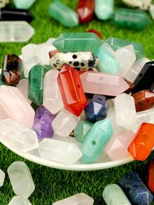 天然石材和水晶六棱柱吊坠,适用于珠宝制作。- 2 件装,尺寸为 21*9 毫米,材质包括玫瑰石英、红玛瑙、亚马逊石、紫水晶和青金石,中心带孔,可用于 DIY 项链、耳环和其他手工礼物,送给您的爱人。情人节珠宝材料和配件。 - 彩色 - 查看 11