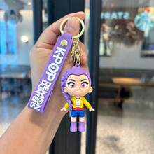 1pc K-POP Idol Girl Group Silicone 3D Keychain With Members/Cute Mascot Characters, Multi-Color Printed Lanyard + Metal Key Ring, Soft & Delicate Texture, Fan Merchandise Backpack Key Chain Decoration - Multicolor - View 7