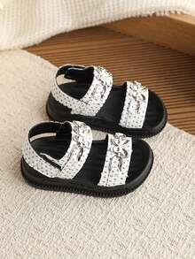 1双女童夏季新款软底时尚户外防滑平底凉鞋，幼儿/小童日常穿着百搭休闲沙滩凉鞋 - 白色 - 查看 3