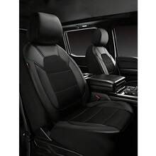 9pcs/5pcs/4pcs/2pcs Car Seat Covers Full Surround Mesh PU Leather Fit For Sedan, SUV, Truck, Breathable Seat Protector With Airbag & Zipper Design, Suitable As Gifts For Friends, Graduation, Back To School, Christmas Decoration, Valentine's Day, Parents, Halloween, Thanksgiving, Personalized, Birthday, New Year - 座椅套 - 查看 2