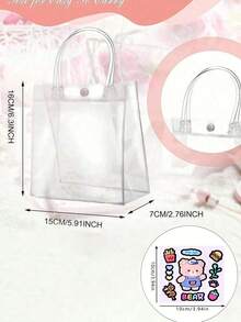 1/10/25个透明塑料礼品袋，带提手，节日派对手提袋，适用于万圣节、圣诞节、礼物，可重复使用的透明手提袋，适用于零售店、婚礼、生日、派对、珠宝、香水、烘焙食品、礼品、伴娘礼物等。 - 彩色 - 查看 15