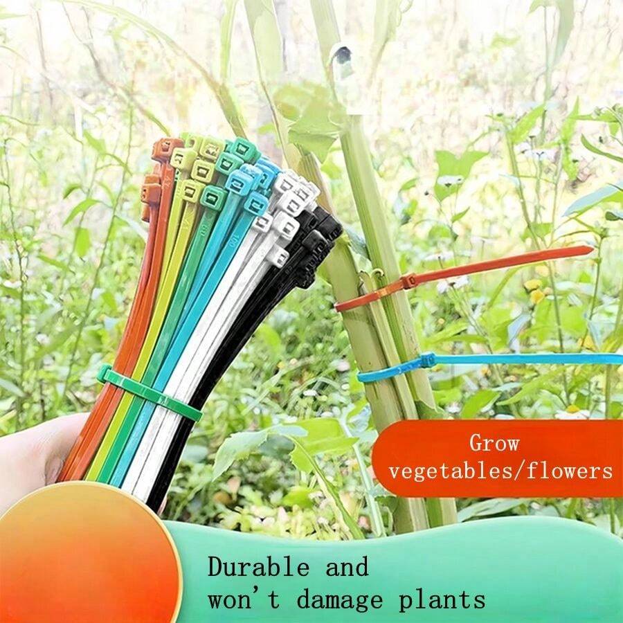 100pcs Garden Twist Ties, Plastic Wrap Ties, Plant Fixing Bands, Portable Garden Cable Ties, Suitable For Gardening And Lawn Care - Green - View 1