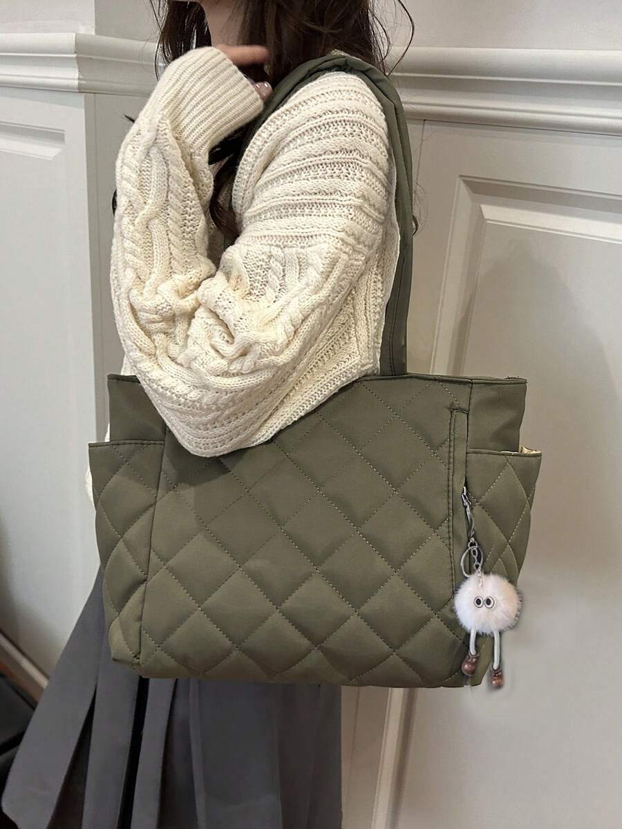 Solid Color, Lightweight, Student, College Style, Casual, Roomy Tote Bag For Hanging Out With Sisters And Friends