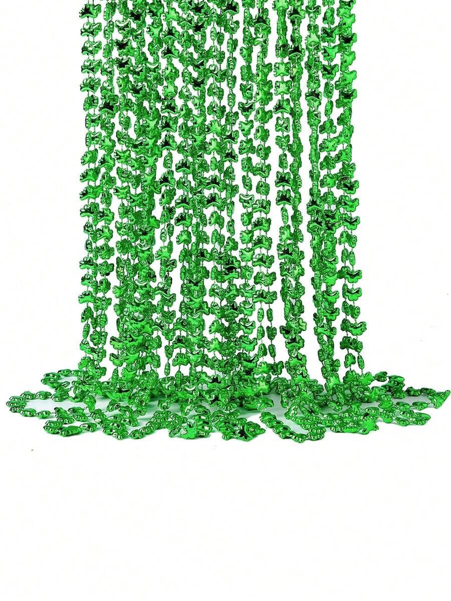 Bộ 15 chiếc vòng cổ hạt cườm hình cỏ ba lá màu xanh lá cây, dài 33 inch, quà tặng cho bữa tiệc Ngày Thánh Patrick. - màu xanh lá - Xem 1